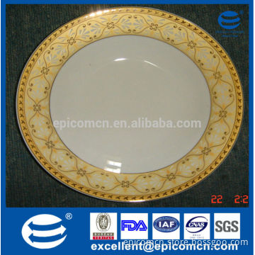 luxury golden bone china crockery of china flat plate